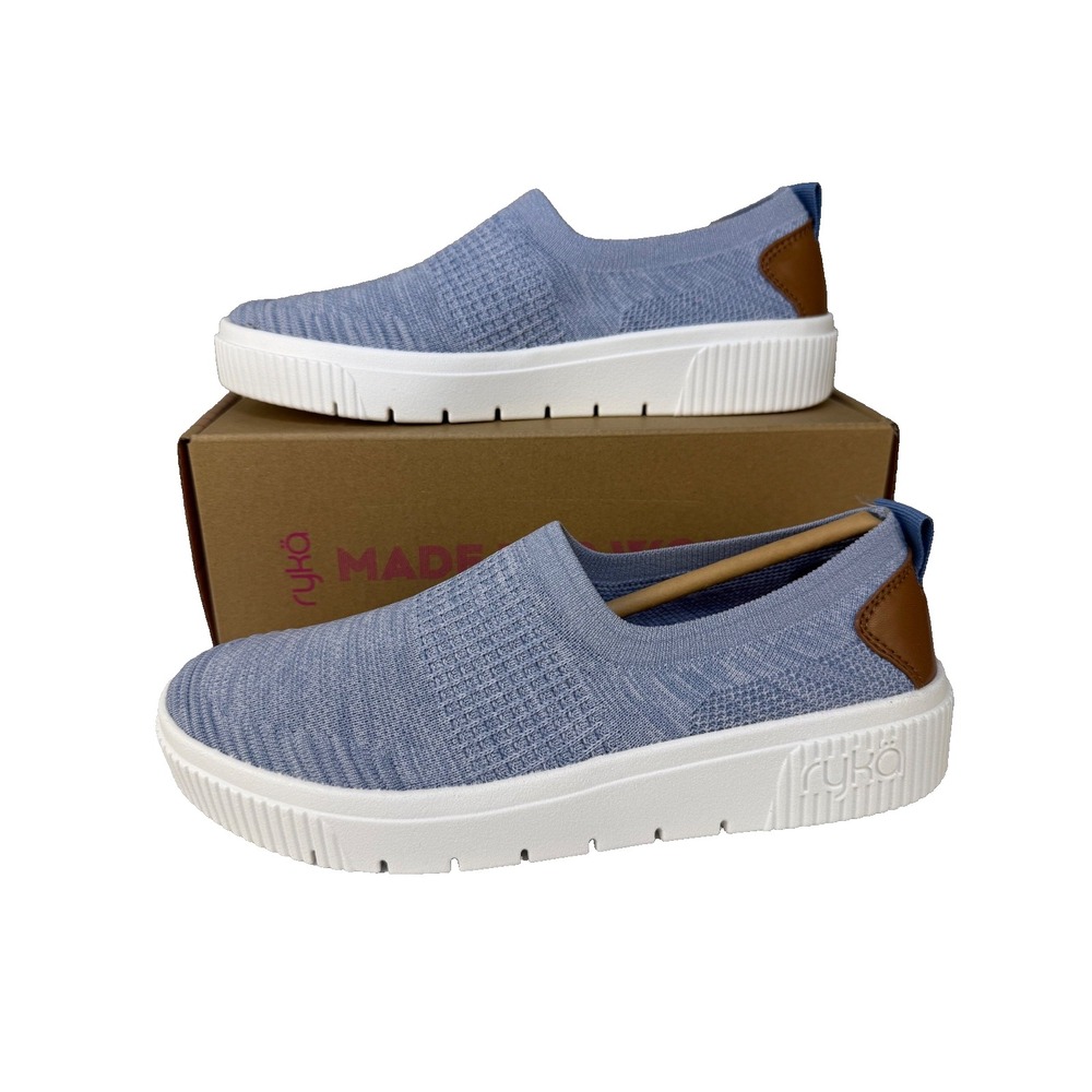 Ryka Vista Slip On Shoes Women's 7.5 NIB BlueDawn Knit Comfort Ultra Flex Gift f